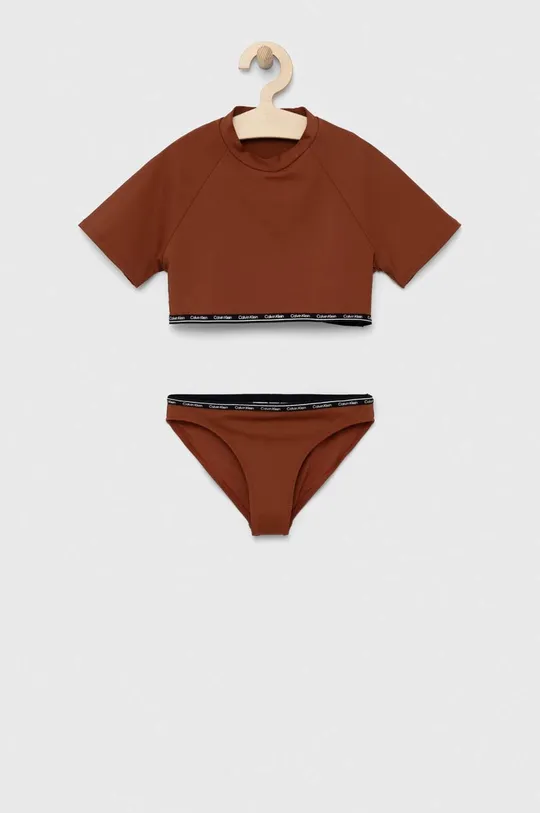 smeđa Dječji dvodijelni kupaći kostim Calvin Klein Jeans Za djevojčice