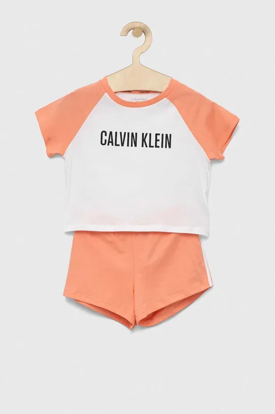 oranžna Otroška bombažna pižama Calvin Klein Underwear Dekliški