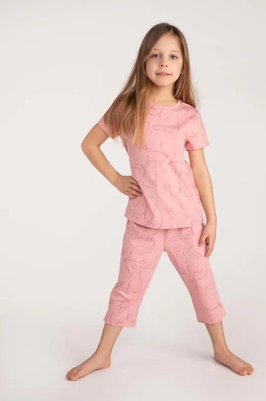 рожевий Дитяча бавовняна піжама Coccodrillo Для дівчаток