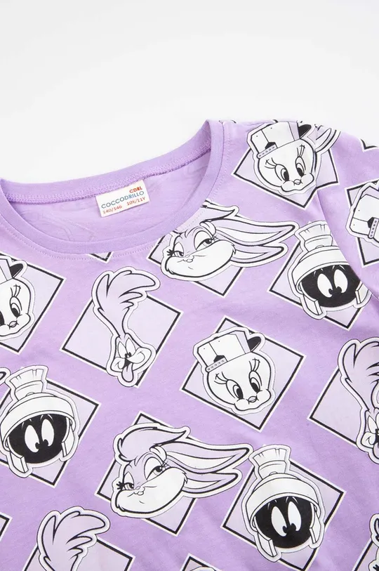 fioletowy Coccodrillo piżama bawełniana dziecięca x Looney Tunes