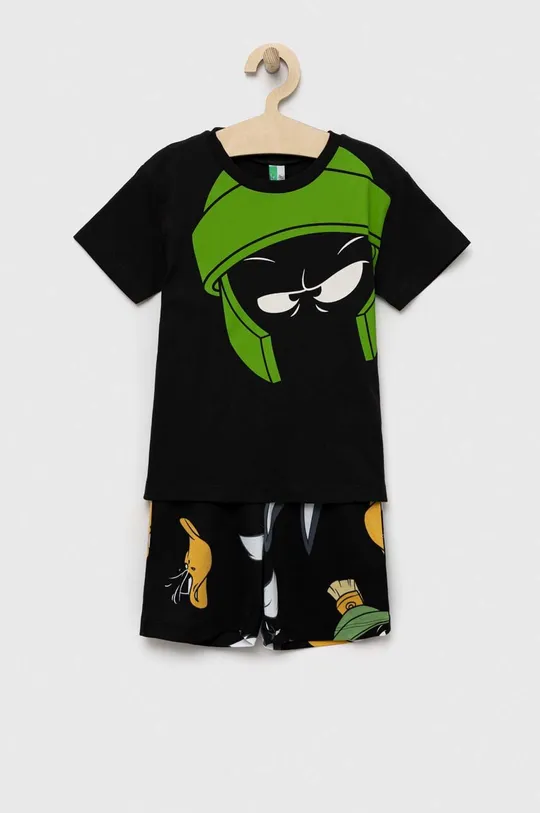czarny United Colors of Benetton piżama bawełniana dziecięca x Looney Tunes Dziecięcy