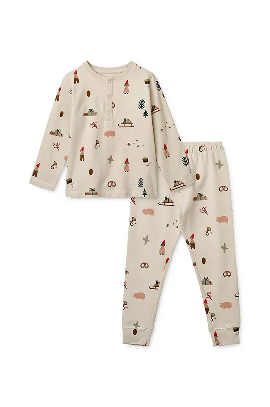 Liewood piżama bawełniana dziecięca beżowy
