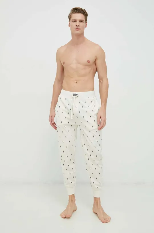 Хлопковые пижамные брюки Polo Ralph Lauren бежевый
