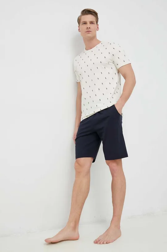 Βαμβακερή πιτζάμα μπλουζάκι Polo Ralph Lauren μπεζ