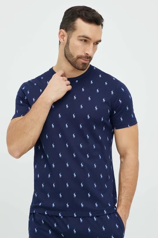 Бавовняна піжамна футболка Polo Ralph Lauren темно-синій