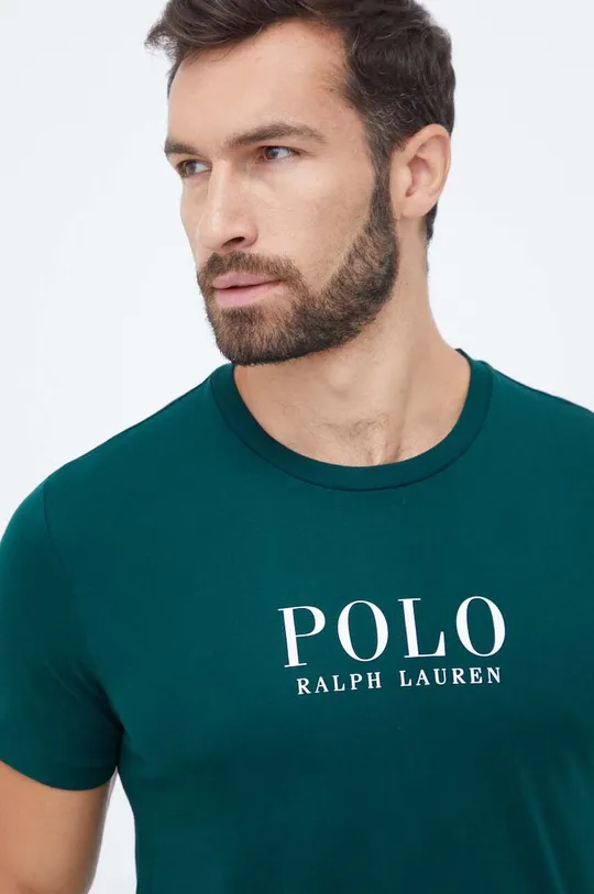 Хлопковая пижамная футболка Polo Ralph Lauren зелёный