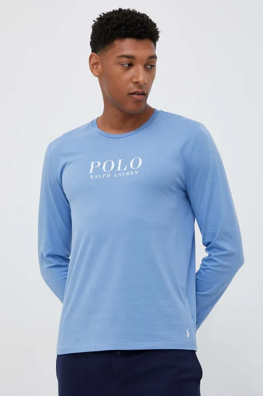 modrá Bavlnené tričko s dlhým rukávom Polo Ralph Lauren