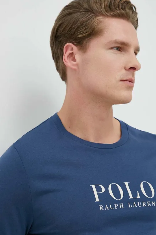 sötétkék Polo Ralph Lauren hosszú ujjú pamut pizsama felső