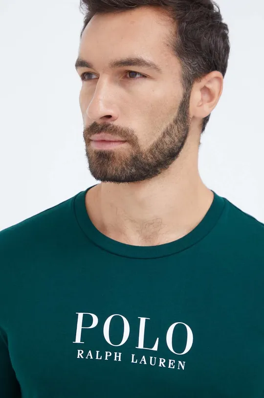 Βαμβακερή μπλούζα πιτζάμας με μακριά μανίκια Polo Ralph Lauren πράσινο