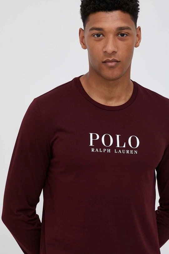 bordowy Polo Ralph Lauren longsleeve piżamowy bawełniany