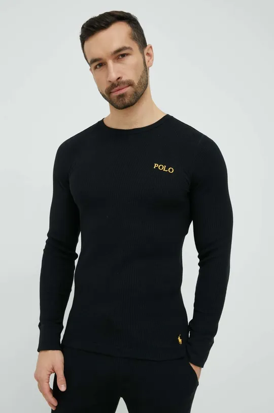 čierna Pyžamové tričko s dlhým rukávom Polo Ralph Lauren Pánsky
