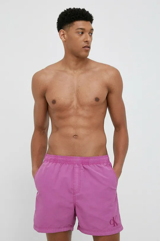 Plavkové šortky Calvin Klein fialová