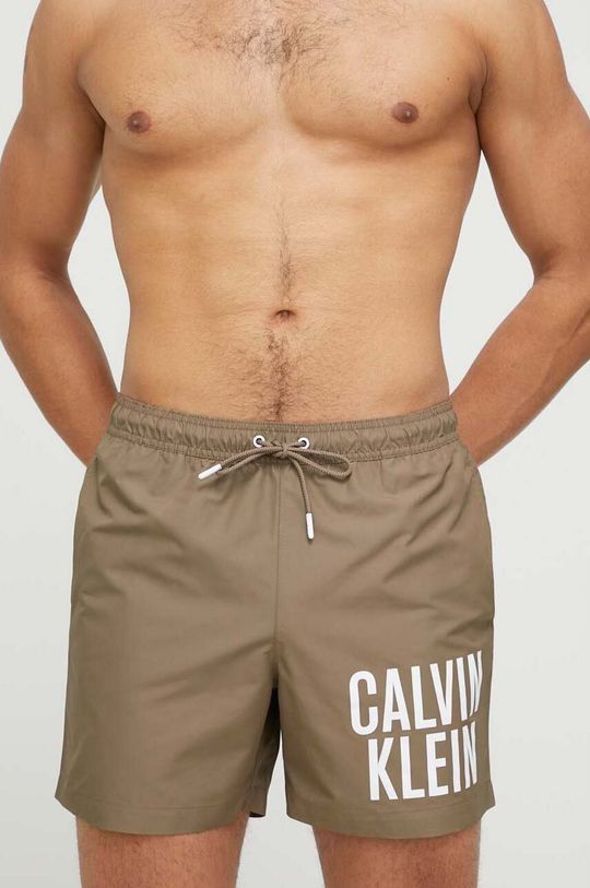Plavkové šortky Calvin Klein hnědá