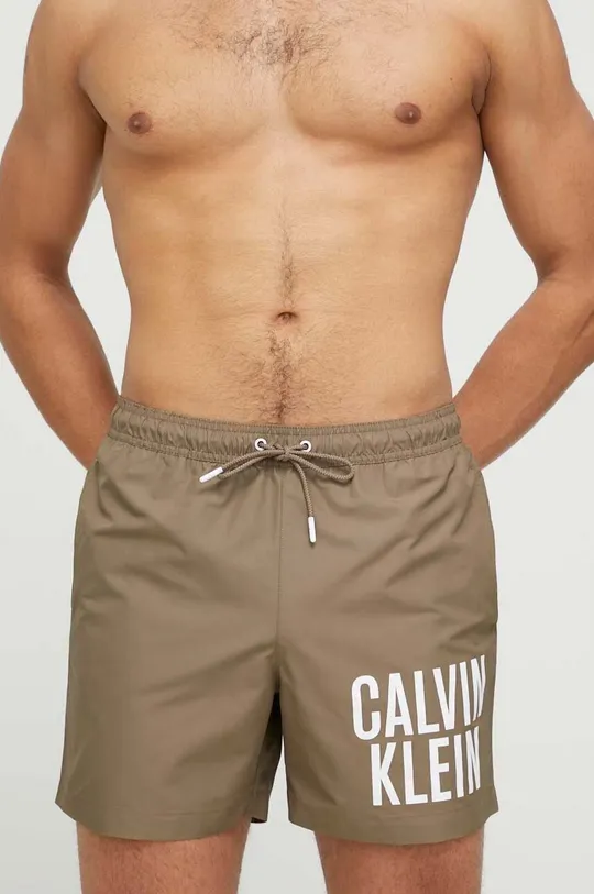 Plavkové šortky Calvin Klein hnedá
