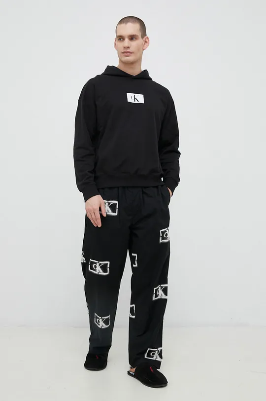 Βαμβακερό παντελόνι πιτζάμα Calvin Klein Underwear μαύρο