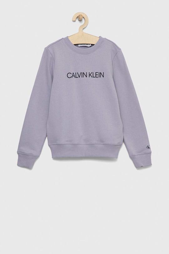levandulová Dětská bavlněná mikina Calvin Klein Jeans Chlapecký