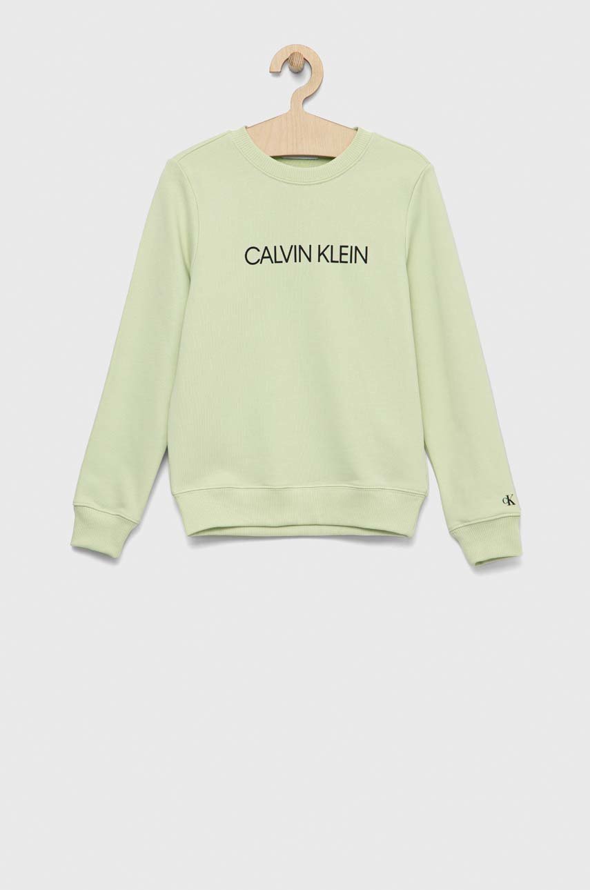 jasny zielony Calvin Klein Jeans bluza bawełniana dziecięca Chłopięcy
