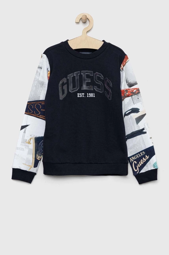 σκούρο μπλε Παιδική βαμβακερή μπλούζα Guess Για αγόρια