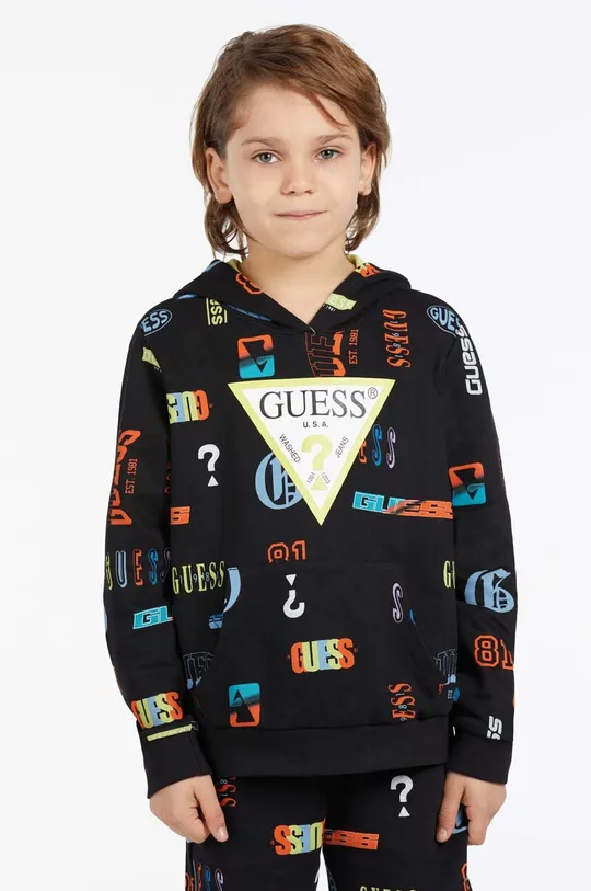 μαύρο Παιδική βαμβακερή μπλούζα Guess Για αγόρια