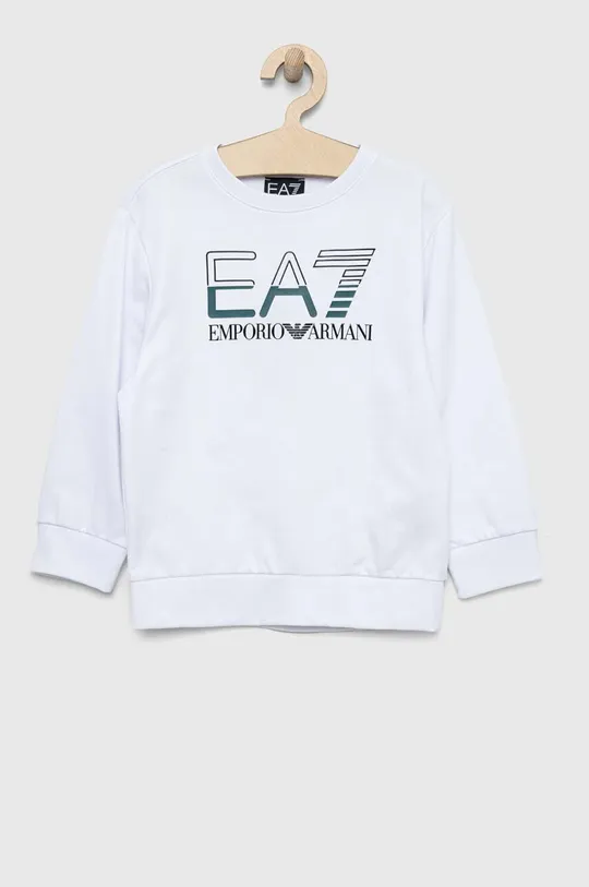 alb EA7 Emporio Armani hanorac de bumbac pentru copii De băieți