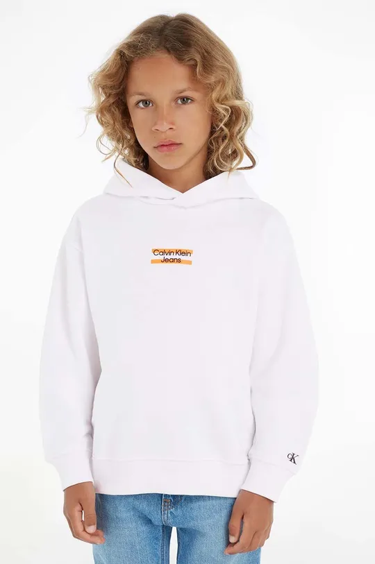 fehér Calvin Klein Jeans gyerek melegítőfelső pamutból Fiú