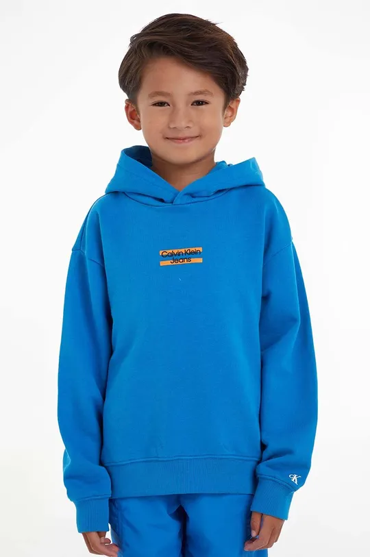 modra Otroški bombažen pulover Calvin Klein Jeans Fantovski