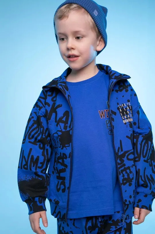 mornarsko modra Otroški bombažen pulover Coccodrillo Fantovski