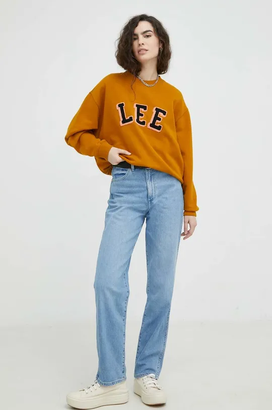 Lee bluza bawełniana ciepły oliwkowy