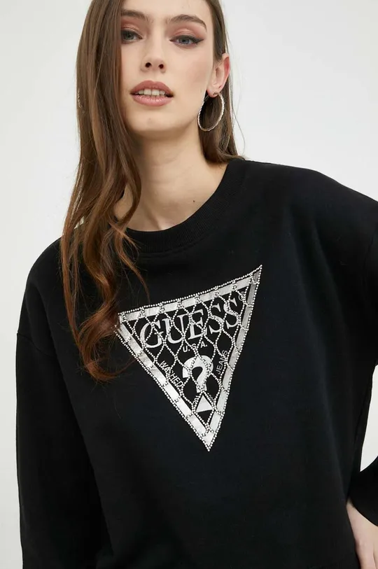 μαύρο Βαμβακερή μπλούζα Guess Γυναικεία
