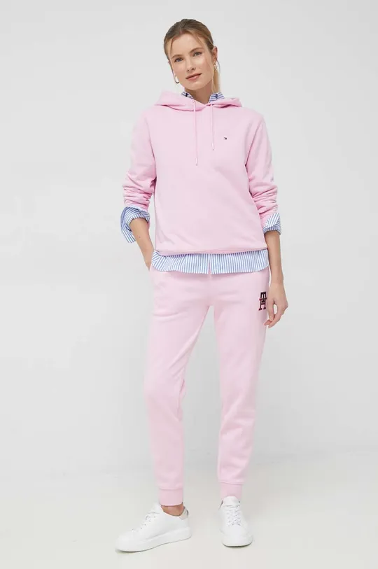 Βαμβακερή μπλούζα Tommy Hilfiger ροζ