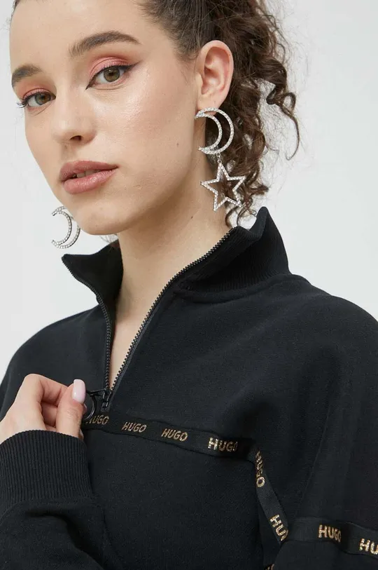 črna Bombažen pulover HUGO Ženski