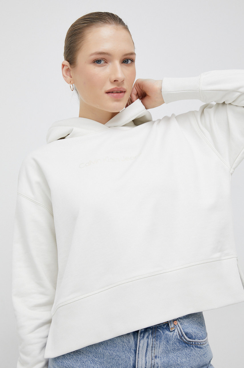 smetanová Bavlněná mikina Calvin Klein Jeans Dámský