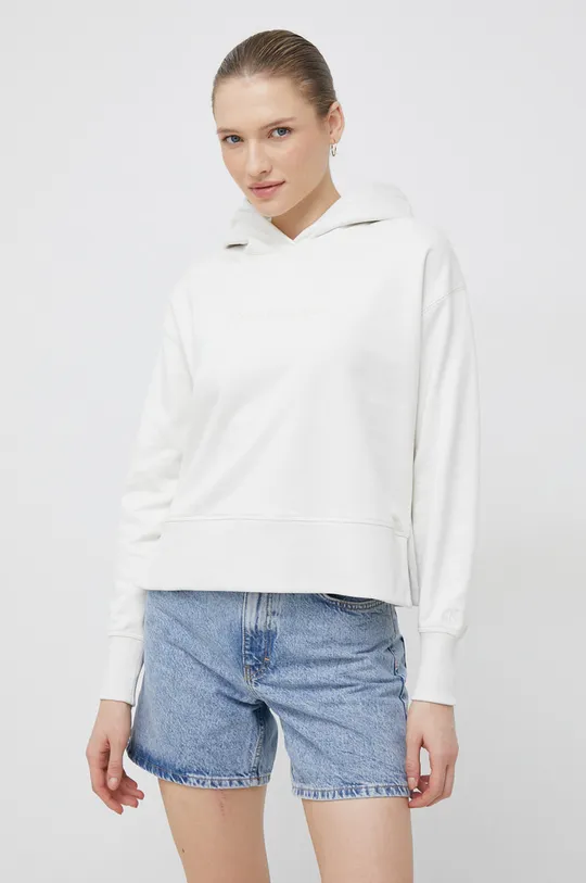 beżowy Calvin Klein Jeans bluza bawełniana