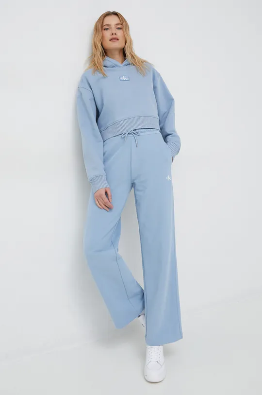 Bavlnená mikina Calvin Klein Jeans fialová