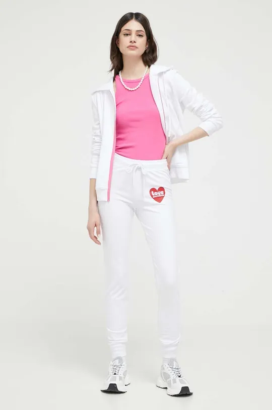 Βαμβακερή μπλούζα Love Moschino λευκό