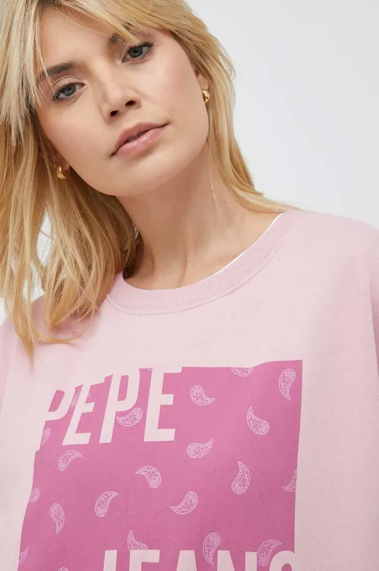 różowy Pepe Jeans bluza bawełniana Lena