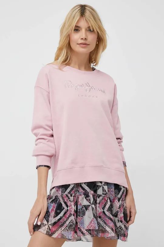 ροζ Βαμβακερή μπλούζα Pepe Jeans Loreta Γυναικεία