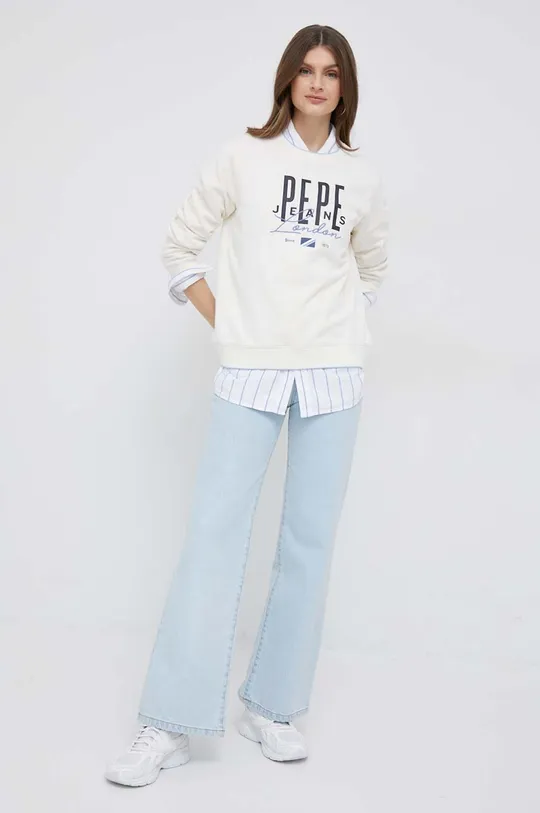 Pepe Jeans bluza bawełniana Mia Crew beżowy