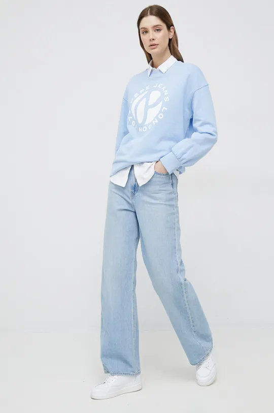 Bavlnená mikina Pepe Jeans Wyllile modrá