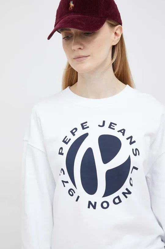 λευκό Βαμβακερή μπλούζα Pepe Jeans Wyllile