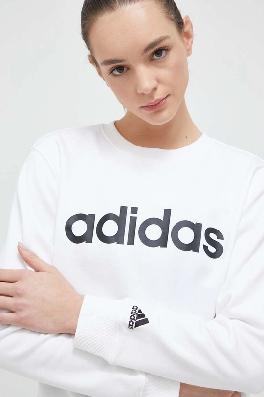 bela Bombažen pulover adidas Ženski