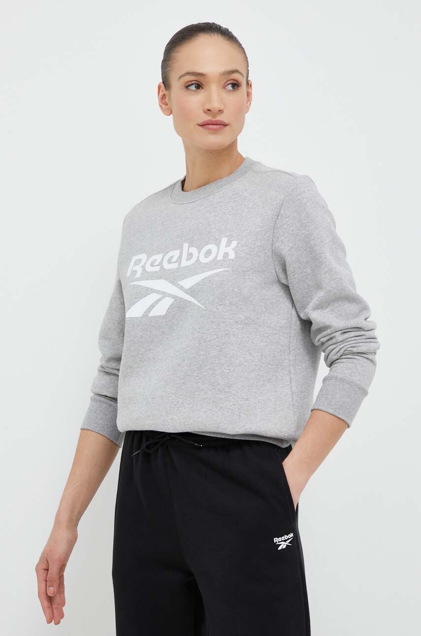 Кофта Reebok жіноча колір сірий з принтом | ANSWEAR.ua
