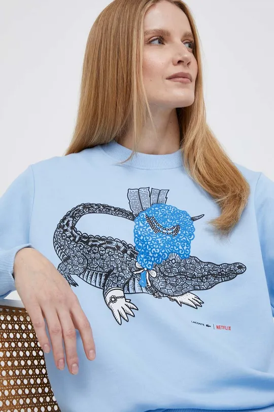 modra Bombažen pulover Lacoste x Netflix