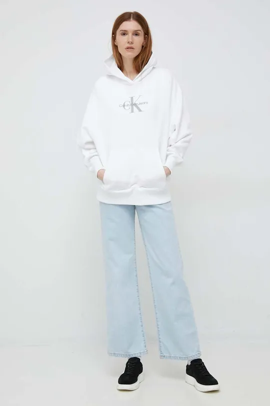 Bavlněná mikina Calvin Klein Jeans bílá