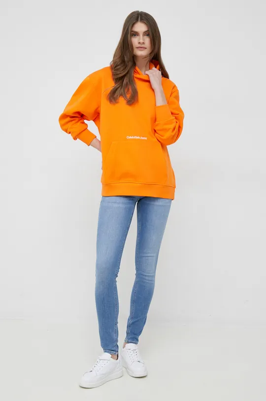 Mikina Calvin Klein Jeans oranžová