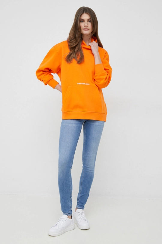 Bluza Calvin Klein Jeans oranžna