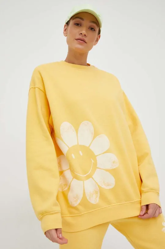 Bombažen pulover Billabong X SMILEY rumena