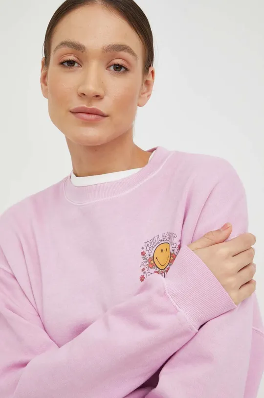 ροζ Βαμβακερή μπλούζα Billabong X SMILEY