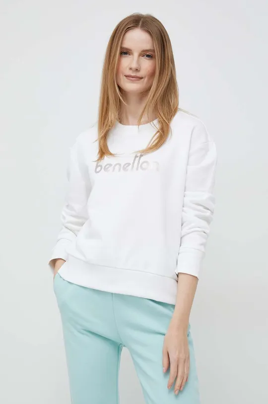 biały United Colors of Benetton bluza bawełniana Damski