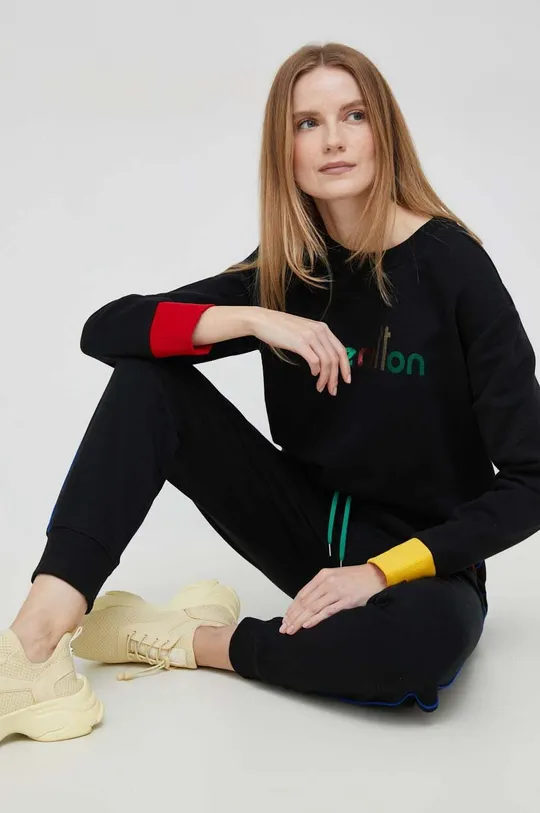 črna Bombažen pulover United Colors of Benetton Ženski